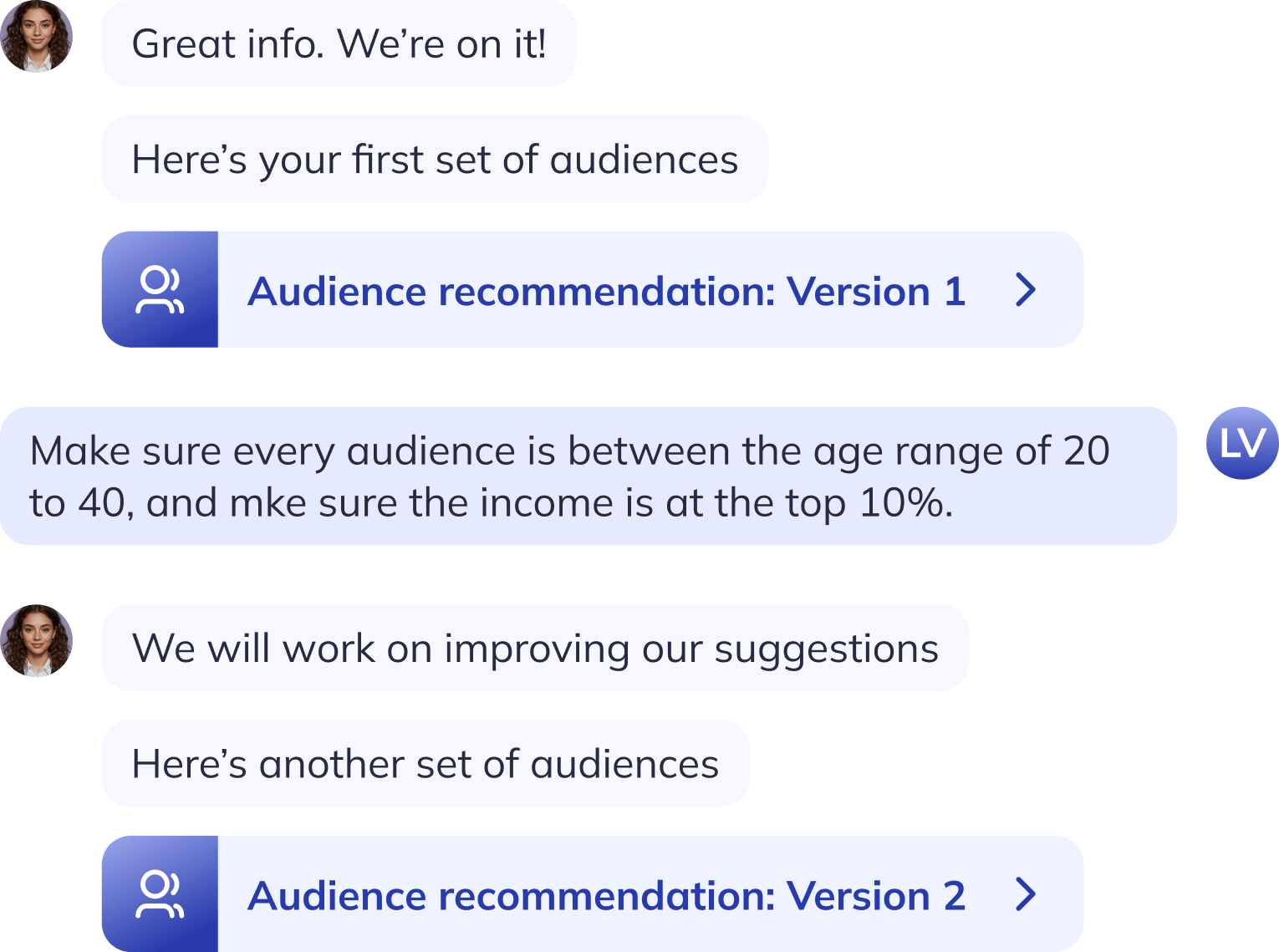 Image showing a chat between AI agents and user